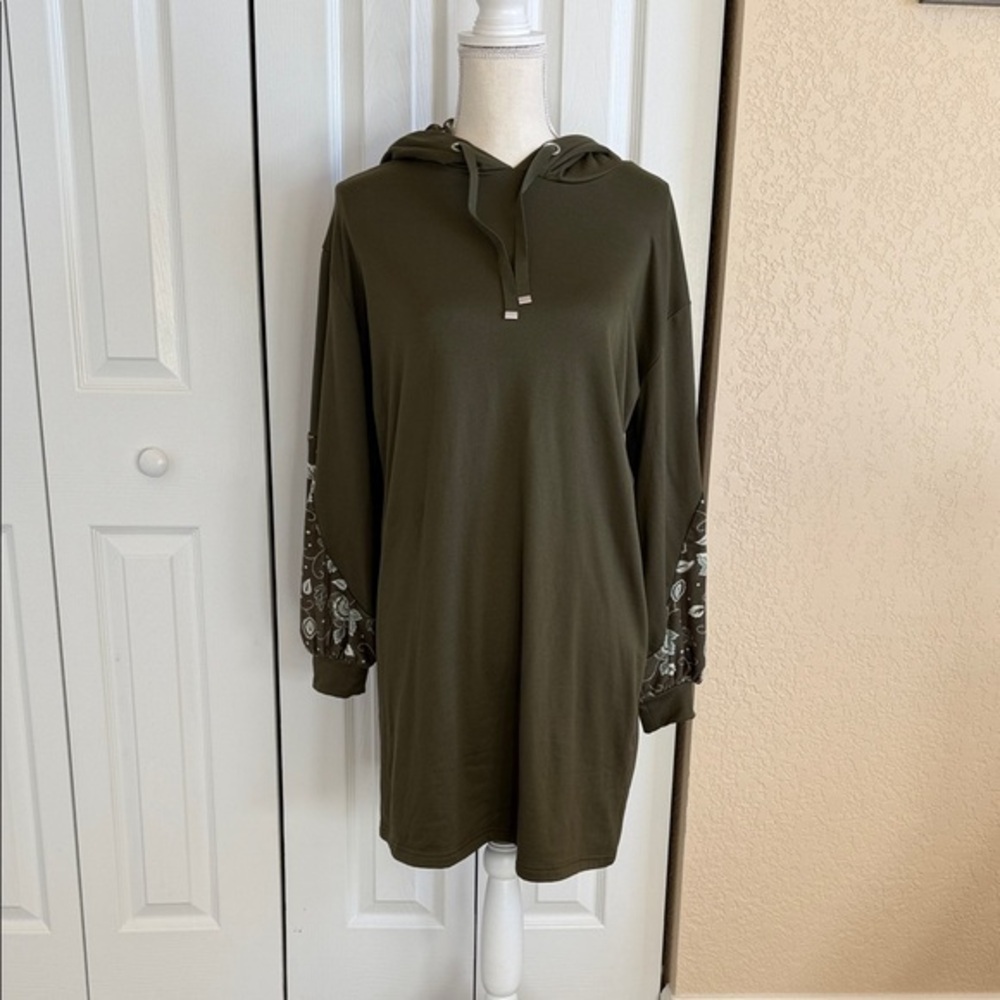 Allison Brittney Olive Dress with Floral Accents